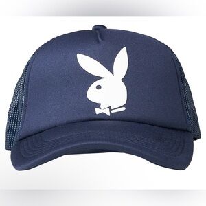 PLAYBOY X PLEASURES Bunny Trucker Snap back foam hat New w/tags blue & white